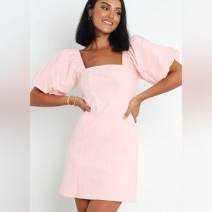 Petal & Pup pink puff sleeve midi dress - baby pink